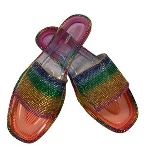Steve Madden Nib Jacelyn Rainbow‎ Rhinestone Embellished Flats Sz 8